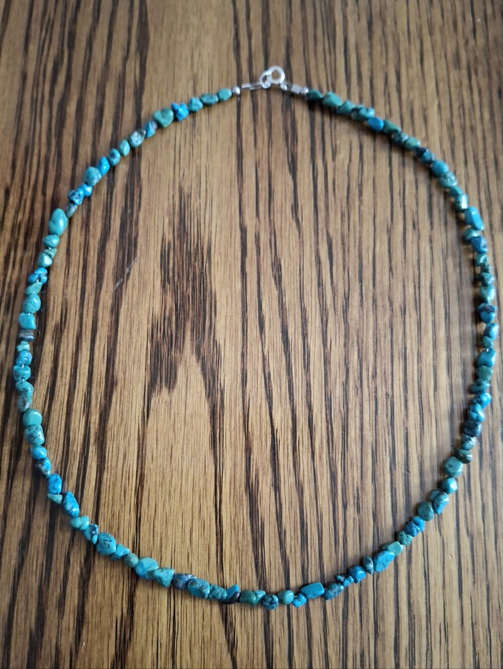 Turquoise Vintage Nugget Beaded Necklace Sterling Silver 18"